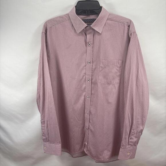 Johnston & Murphy Red Geometric Dress Shirt, Men's XL - Picture 1 of 12